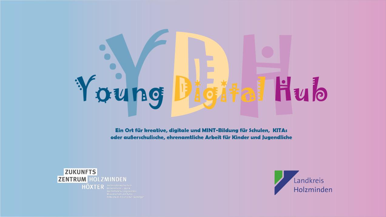 das Bild zeigt ein Wortlogo des Young Digital Hub